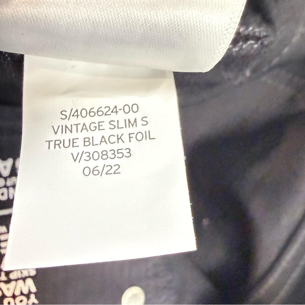 GAP Vintage Slim Sky High Black Foil Coated Jeans 25/0 Regular - Picture 7 of 8